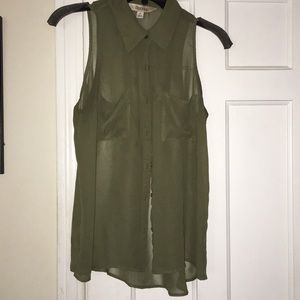 Olive Green Sleeveless Dress Top